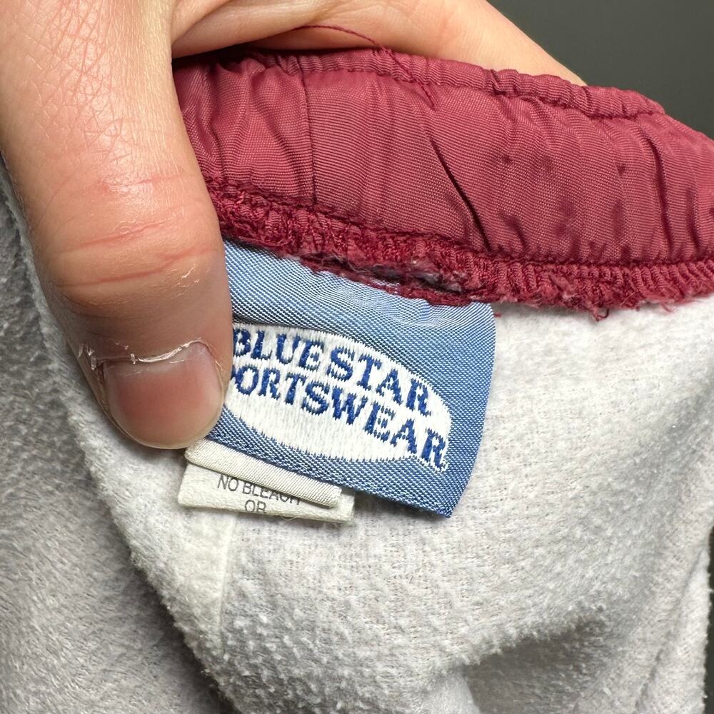 Vintage 90s Track Pants Mens XL Maroon Red Polyester Joggers Elastic Cuffs - Picture 4 of 5